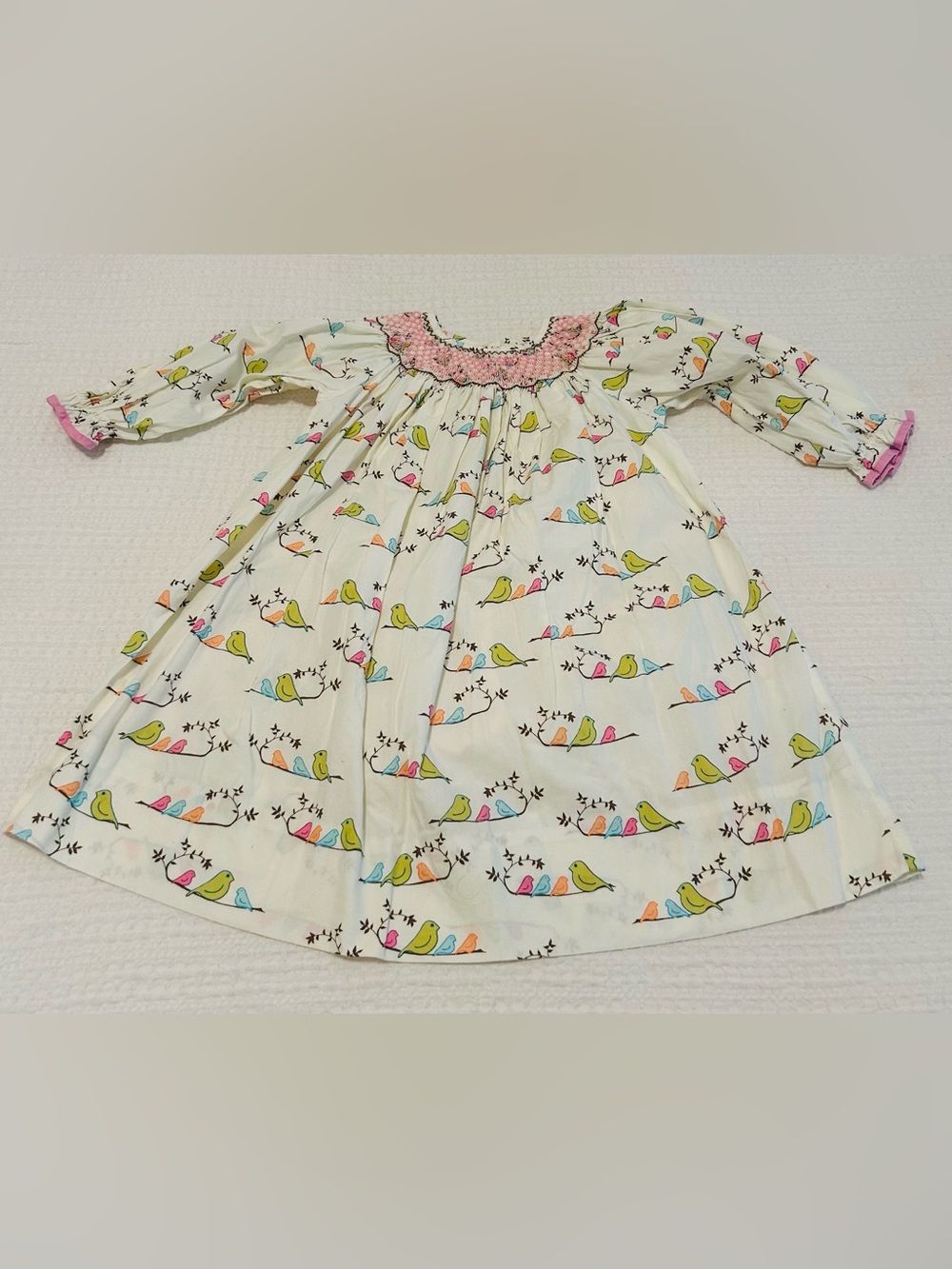Petit Bebe by Anavini Smocked Dress with Birds Size 24 months